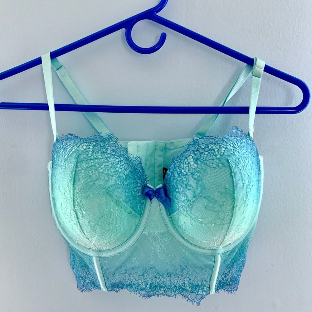 Victoria Secret size 34D NWT blue Demi corset bra